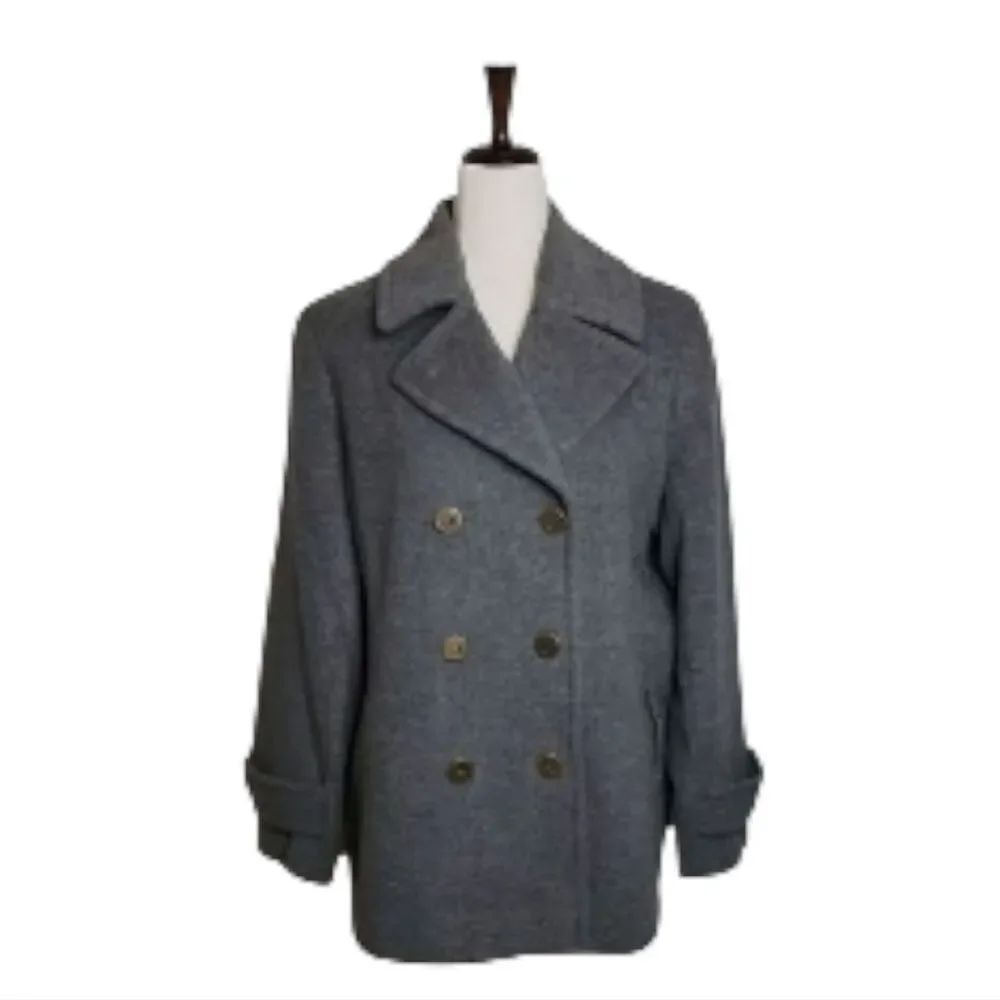 Lands' End Gray Wool Double Breasted Winter Coat Size 16P NWOT